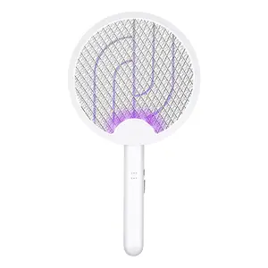 2025 Electric Fly Swatter USB Type-C Rechargeable Portable Fly Killer for Indoor & Outdoor White Mosquito Zapper 2-in-1 Racket Bug Zapper