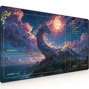 Board Game Card Mat, 3mm Mouse Pad, Dragon Pattern, Magic: the Gathering, Collectible Card Game Mat, Non-Slip Base, Suitable for Card Games