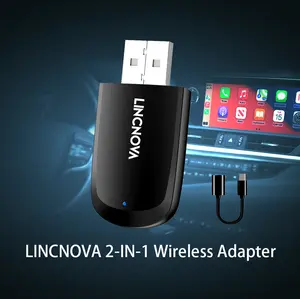 Lincnova Wireless Apple CarPlay Adapter for Factory Wired Cars- 2-in-1 Wireless CarPlay & Android Auto Adapter