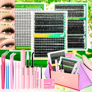Individual False Eyelashes with Bond and Seal & Lash Remover & Lash Tweezers, Lashes Clusters Kit, Beginner Friendly Lashes, DIY Eyelash Extensions, 1 Set Natural Look Eyelash Extensions, Self Grafting Curl Eyelashes, Longer Looking Eyelashes, Makeup