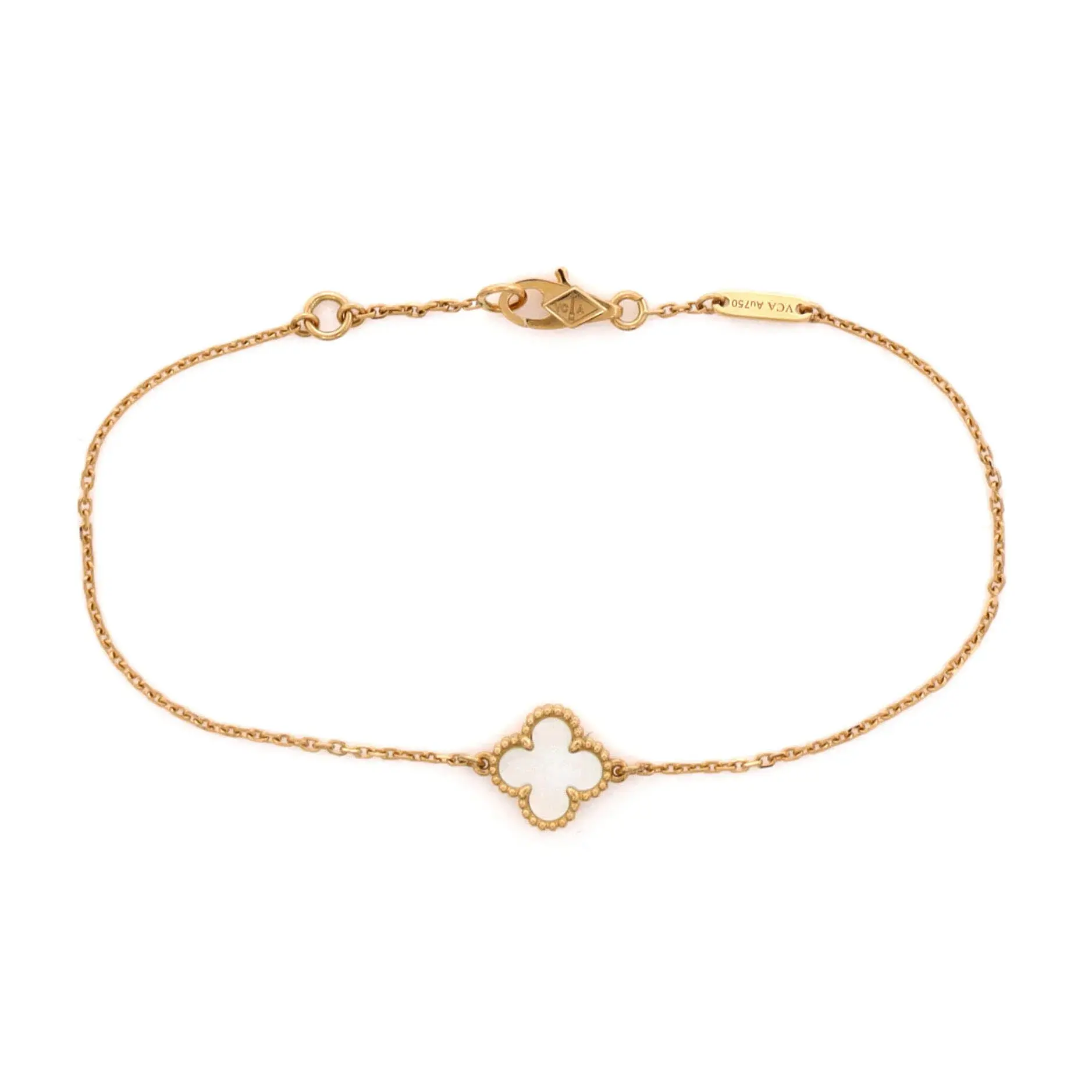 Pre-owned Van Cleef & Arpels Sweet Alhambra Bracelet 18K Yellow Gold and Mother of Pearl by Rebag