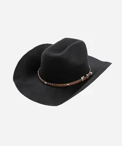 The Wanderer Hat - Brown Felt Cowboy Hat with Beaded Band for Men and Women