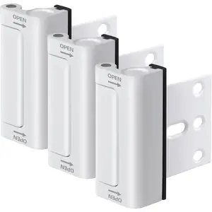 Home Security Door Reinforcement Lock, 3-Pack Upgraded White Front Door Locks for Kids Safety Withstand 800 lbs, Toddler Child Proof Door Lock, Extra Door Lock from Inside Prevent Unauthorized Entry