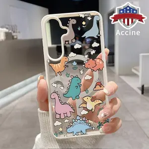 Magnetic Case Compatible with Galaxy S26 S23 Ultra S24 Plus S25 Edge S22+ FE Colorful dinosaur Clear Acrylic Hard Back Soft TPU Edge wireless charging compatible phone Cover for Girl