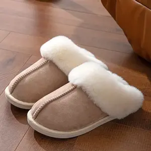 Women's Plush Winter Slippers - Soft Fabric Slip-On Indoor House Shoes with EVA Sole, All-Season Comfort for Home & Outdoor Use, Black Casual Footwear