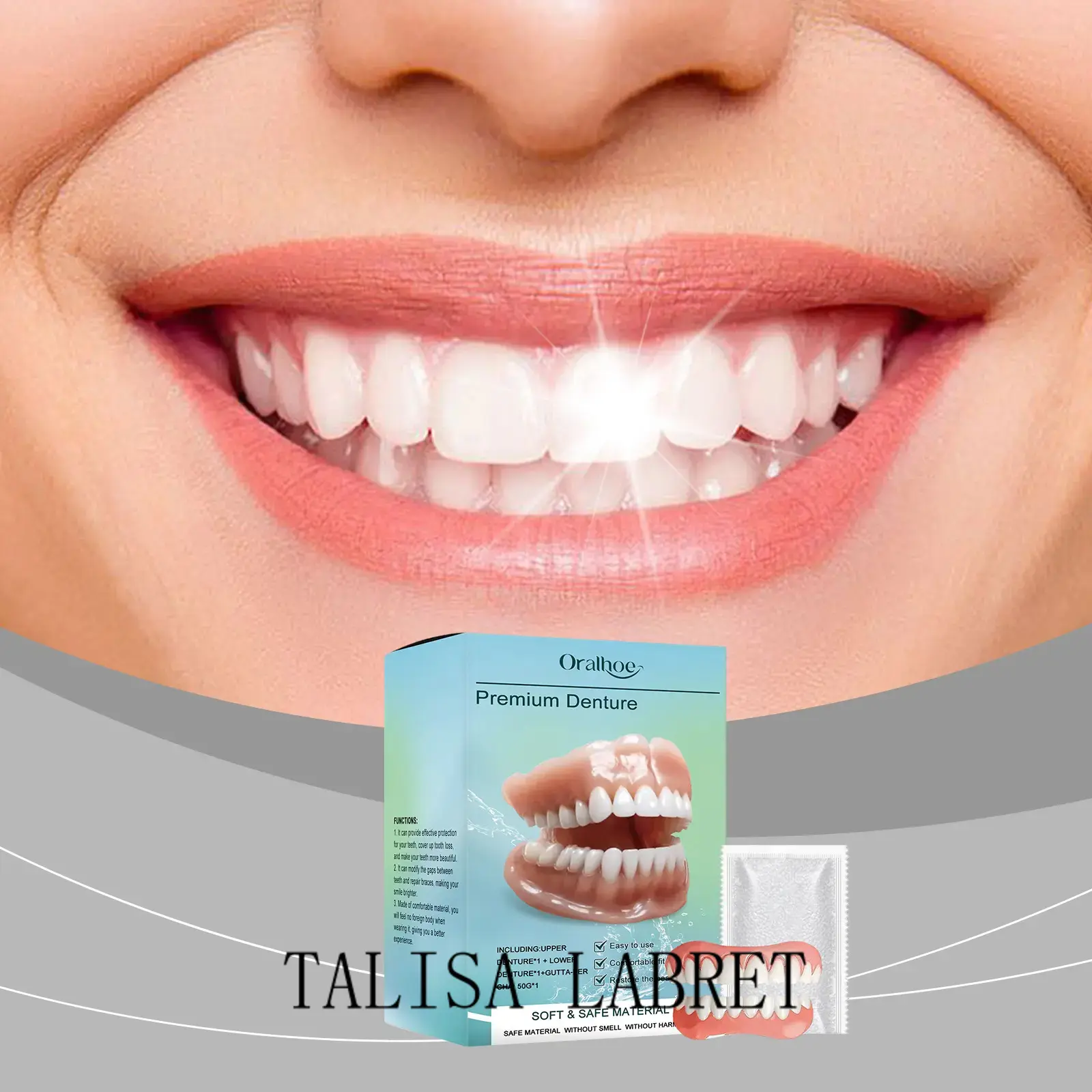Comfortable-Material Teeth Correction Kit with Upper Dental Braces*1, Lower Dental Braces*1, Enhaes Smile, Unisex Adults Fashion Body Jewelry SetTALISA