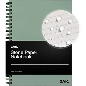 Stone Paper Waterproof Sheet Spiral Notebook (M Size) – 5.8"x8.3", 50 sheets, Stone Paper Notebook Journal Note Taking  Waterproof Notepad College Ruled Paper Black Notebook Aesthetic School