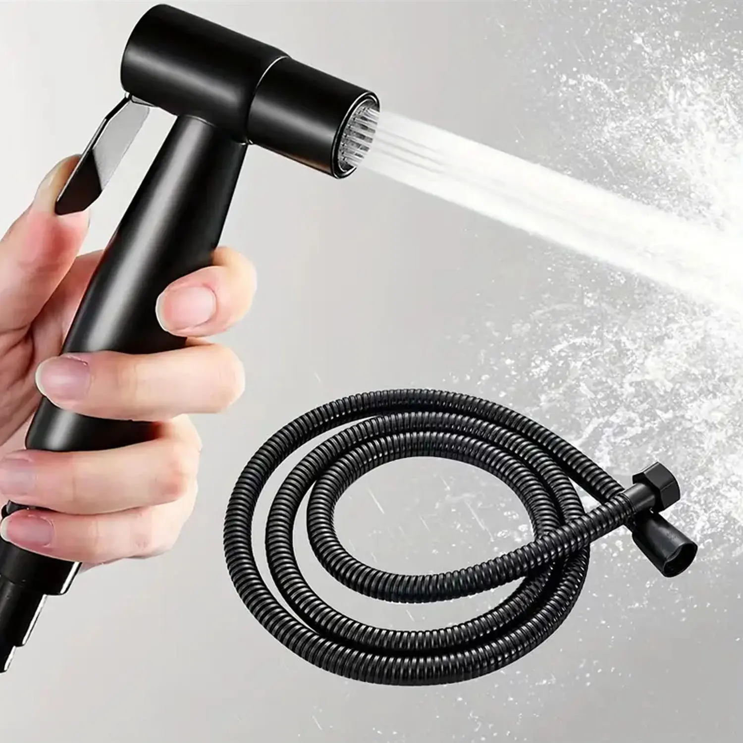Stainless Steel Toilet Seat Sprayer Set, Handheld Spray Gun with 59.06 Inch Hose, Bathroom Bidet Sprayer, Ideal for Women Hygiene, Diaper Cleaner, Toilet Bidet Attachment
