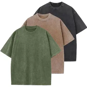 3PcsMen'sAcidWashedCottonT-ShirtsHalfShortSleevesLooseFitCasualLooseSolidStreetwearTops,UnisexRetroStreetT-Shirts