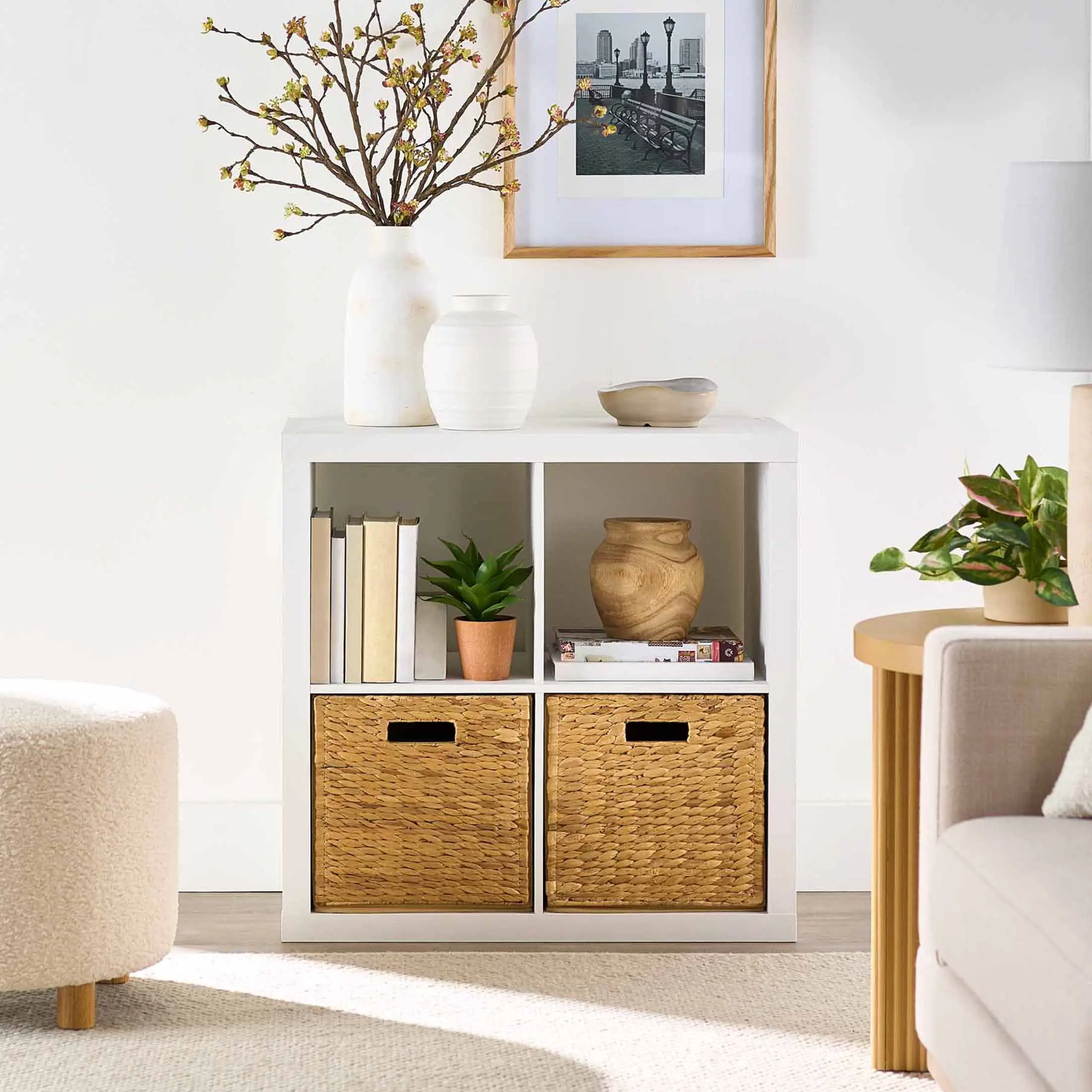 Better Homes & Gardens 4 Cube Storage Organizer, White Texture Better Homes & Gardens 4 Cube Storage Organizer, White Texture