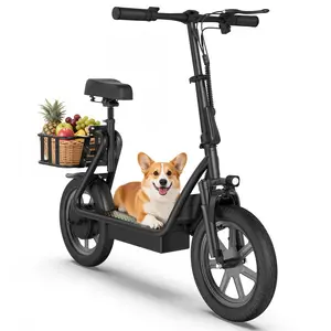 ESBS 500-750W Peak Motor Electric Scooter for Adults | 22mph  | Pet-Friendly Cargo Design with Removable Basket |Padded Seat | 300lbs Capacity & IPX4 Waterproof Ebike Seat
