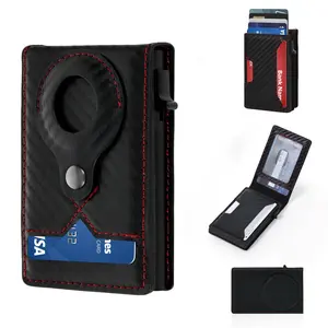 Men's Magnetic AirTag Wallet: Slim Pop-Up Card Holder with RFID Blocking, 9-14 Card Capacity | Premium Leather, Compact Minimalist Design | ID Window & Secure Cash Slot