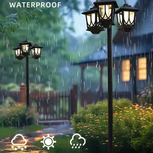 73"Solar Lamp Post Lights Outdoor, Aluminum Solar Lights Outdoor 3-Head Solar Lights Poles for Outside, Post Lights Dusk to Dawn 60Lm Outdoor Lighting Decorative for Garden Yard Backyard