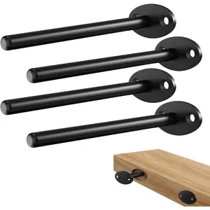 Hidden Floating Shelf Brackets 6 inch - 4PC Wall Mounted Heavy Duty Shelf Bracket Invisable Hardware for DIY Floating Wood Shelves, Rustproof Steel Supports for 180lbs Load.