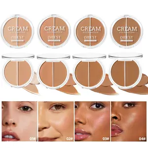 Cream Foundation, 2-in-1 Concealer & Foundation Palette, Full Coverage Long-Wearing Makeup, Natural Matte Finish, 4 Color Options for All Skin Tones, Second Skin Matte