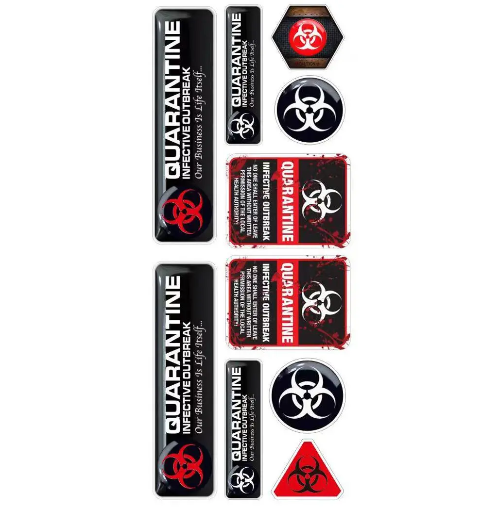 10pcs Nuclear Radiation Biohazard Biochemistry Vinyl Sticker Emblem For Car Bike