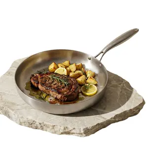 12/8inch Stainless Steel Frying Pan, Non-Stick Uncoated Skillet With Even Heat Distribution, Professional Chef Cookware For Home And Commercial Kitchen, 304 Food-Grade Metal, Dishwasher Safe, Induction Compatible