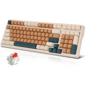 /Wired Mechanical Keyboard, Triple Mode 2.4G/USB-C/BT  Gaming Keyboard, 100  (98%)  Layout Red  Rechargeable RGB Backlit Keyboards | Brown Combo