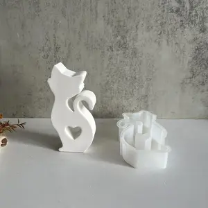 Cat & Heart Shaped Silicone Mold, 1 Count DIY Candle & Soap Making Mold, Craft & Home Decor Tool for DIY Lovers