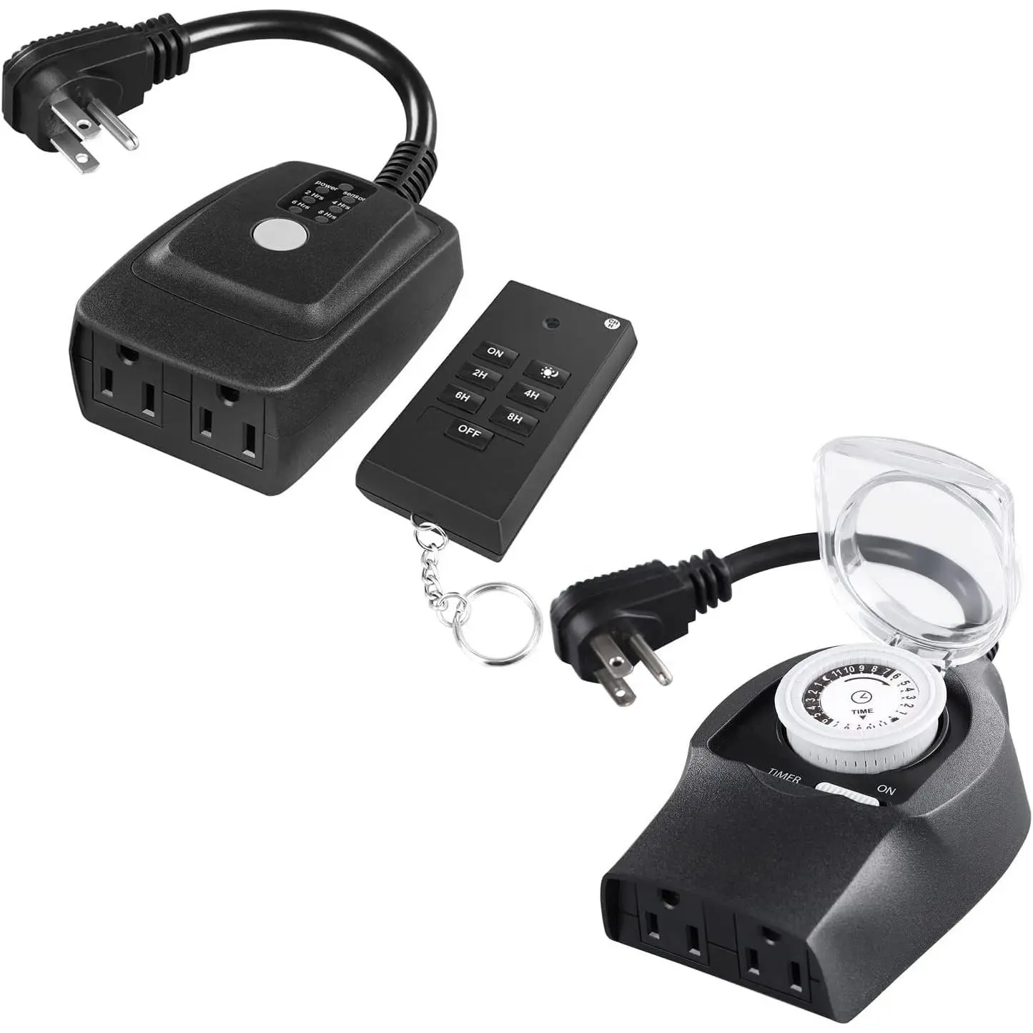 Outdoor Light Sensor Timer with Remote and Mechanical Outlet Christmas Timer