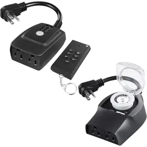 Outdoor Light Sensor Timer with Remote and Mechanical Outlet Christmas Timer