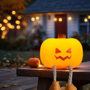 Pumpkin Night Light 5pcs Cute LED Lamp Silicone Dimmable Nursery Nightlight for Kids Rechargeable Bedside Touch Lamp Halloween Decor for Women and Kids