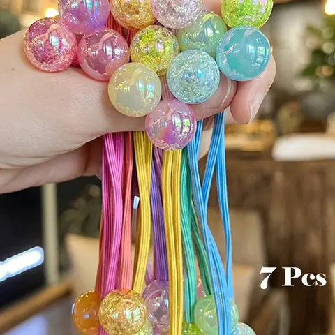 Cute Colorful Bubble Ball Design Hair Ties, 7 Counts High Stretch Hair Ties, Fashionable Hair Accessories for Women & Girls