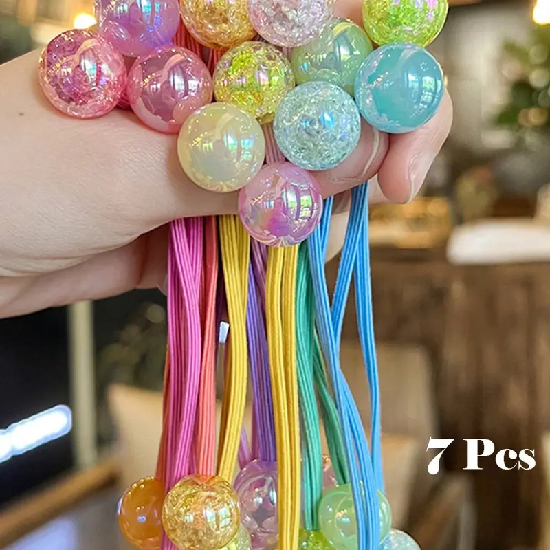 Cute Colorful Bubble Ball Design Hair Ties, 7 Counts High Stretch Hair Ties, Fashionable Hair Accessories for Women & Girls