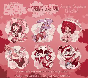 The Digital Circus Spring Sakura Acrylic Keychain, TADC Keychain, Jax Pomni Gangle Ragatha Cain Kinger TADC Charms, Cute Keychain For Bags, Keys, Gift