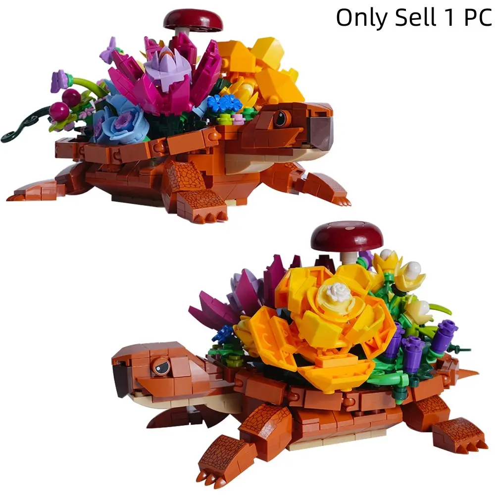 Sea Turtle Succulent Plant Design Building Blocks Set, Turtle Flowers Building Kit, Botanical Collection Blocks Toys, Gifts for Girls, Women, Creative Building Blocks, Stem Building Blocks, Building Block Sets, Stem Construction Set