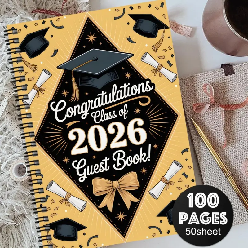 The 2026 Graduation album features a commemorative photo album with the cover design of the graduation certificate and degree cap. It is a great gift for classmates, alumni and teachers. The short horizontal line inner page allows you to write blessing me