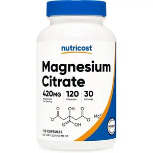 Nutricost Magnesium Citrate 420mg, 120 Veggie Capsules - 30 Servings, Gluten Free, Non-GMO Supplement