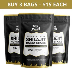 True Nutra Pure Himalayan Shilajit Honey Sticks with Raw Organic Honey Fulvic Acid: Enhances mineral absorption, Fast-Absorbing, Long-Lasting, 85+ Essential Minerals, Lab-Tested for Purity - 10 Sticks