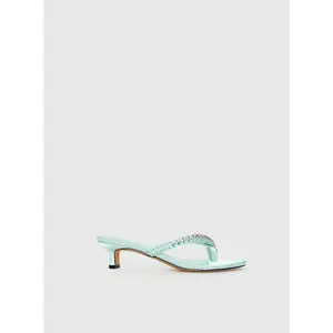 Little Italy Diamante Detail Thong Heels Aqua