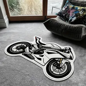Fashion Vintage Motorcycle Rug, Creative Home Decor Mat, Soft Comfortable Plush Foot Pad, Suitable for Living Room Bedroom Closet Casual Area, Decorative Rug, Home Decorative Rugs