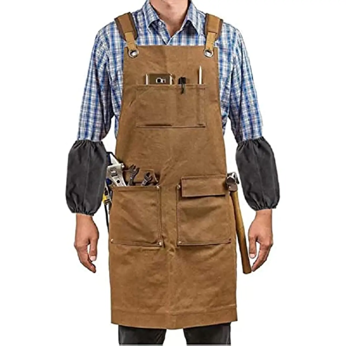 Waterproof Canvas Industrial Apron for Mechanics - Adjustable, Multifunctional Pocket Design, All Seasons Use for Workshop, Home Supplies & Woodworking, One-Piece