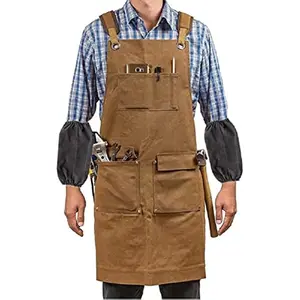 Waterproof Auto Woodworker Multifunctional Pocket Chef Adjustable American Heavy Industry Mechanic Canvas Sleeve Canvas Apron