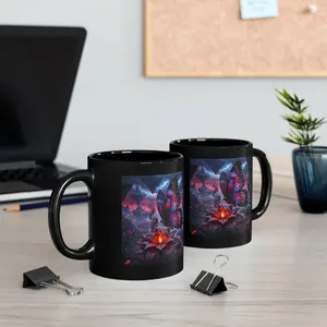 Dark Flutter Collection | Glowing Dark Butterfly Black Ceramic Mug