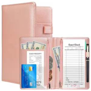 Server Book for Waitress Leather Serving Books With Zipper Pocket Money Waiter Waitstaff Organizer