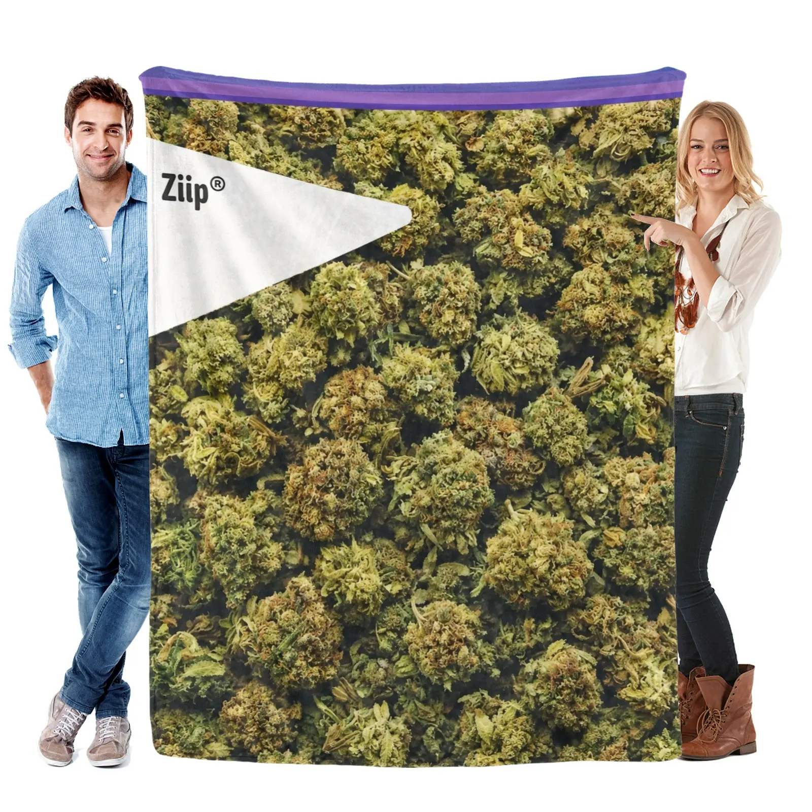 Dank Botanical Themed Classic Flat Weave Flannel Throw Blanket, Skin-Friendly Geometric Soft Lightweight Plush Portable Cover for Home Sofa & Bed, Warm Room Decor Gift