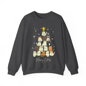 Catmas Cheer Crewneck Sweatshirt, Christmas Cat Jumper, Holiday Feline Pullover, Festive Kitty Sweater, Cute Xmas Pet Top, Merry Cat Gift christmas sweatshirt