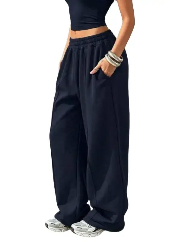 Women's Casual Loose Solid Color Drawstring Waist Track Pants Winter
