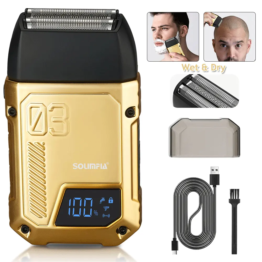 Electric Foil Shavers for Men - Smooth & Close Electric Razor for Men with Pop Up Trimmer - Wet Dry Shaving/Travel Lock/LED Display/IPX6 Waterproof，Face Shaving Beard Trimmer