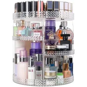 360 Degree Rotating Makeup Organizer, Extra Large Capacity Perfume Organizer, Removable DIY 7 Layers Make up Organizer for Vanity, Cosmetic Display Case Organizador De Maquillaje (Clear) HEMTROY