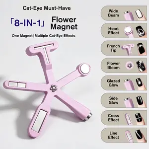 8-in-1 Powerful Cat Eye Nail Art Magnet Tool — A Reusable Magnetic Wand to Help You Create a Variety of Cat Eye Effects; The Perfect Choice for DIY Nail Art at Home.