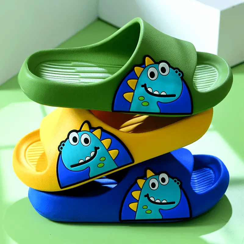 Girls' Cartoon Casual Open-Toe Slippers, Breathable Lightweight Indoor Slides for Home, All Seasons Kids' Footwear