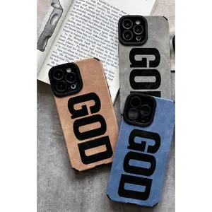 The minimalist God pattern phone case is made of TPU and leather with a delicate touch that is skin friendly like velvet suitable for Apple 17 16 15 14 13 12 11 Pro Max Plus X XS Max