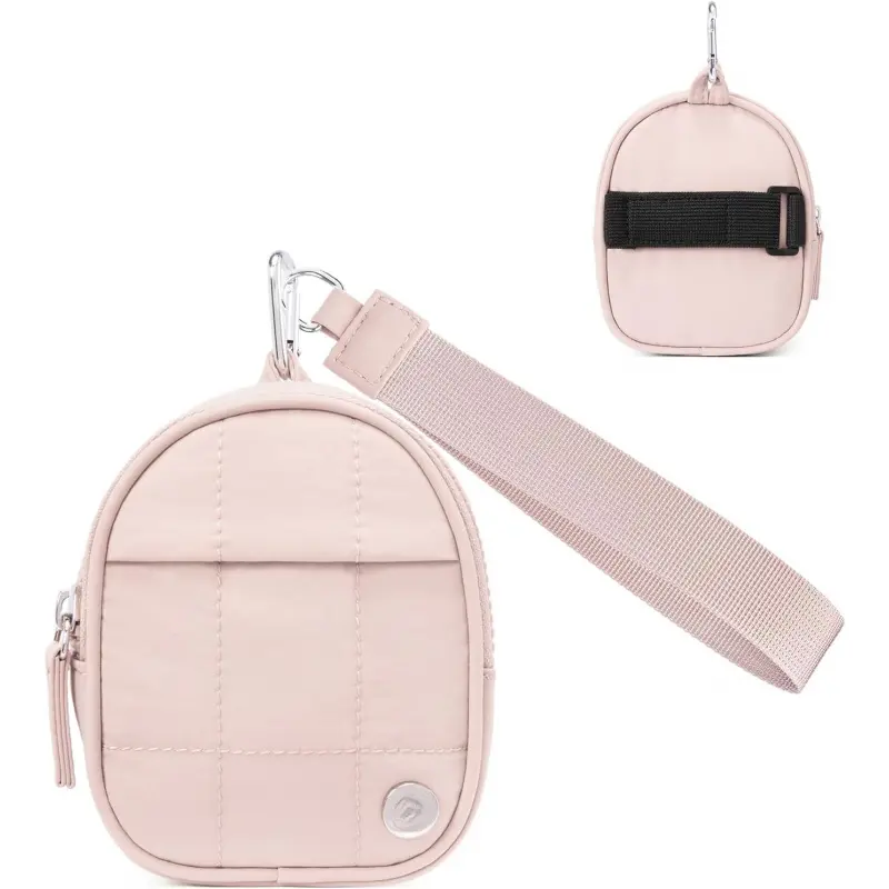 Mini Backpack Keychain Wallet Small Change Quilted Coin Purse Cute Puffer Wristlet Pouch with 3 RFID Card Slots