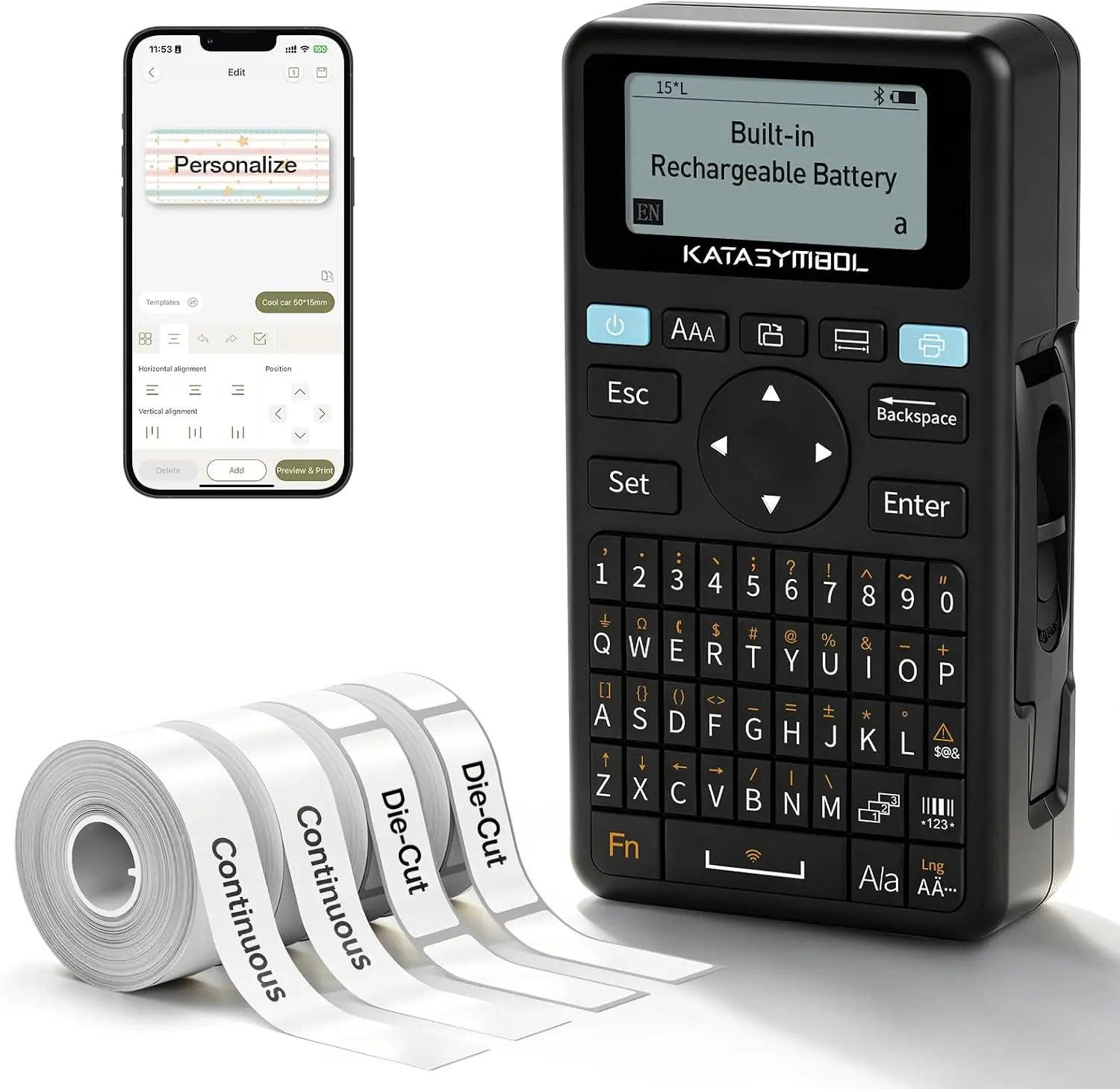 Keyboard & Bluetooth Label Maker Machine with 4 Tapes SUPVAN
