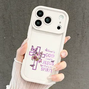 Blessed by God Cross Phone Case for iPhone 17 16 15 14 13 12 11 Pro Max Plus Air, Floral Butterfly Christian Faith Design, Shockproof Soft TPU Cover, Trendy Phone Accessories Gift TYJT260409035 Rustic Silicone